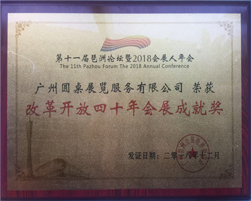 改革開放四十年會(huì)展成就獎(jiǎng)